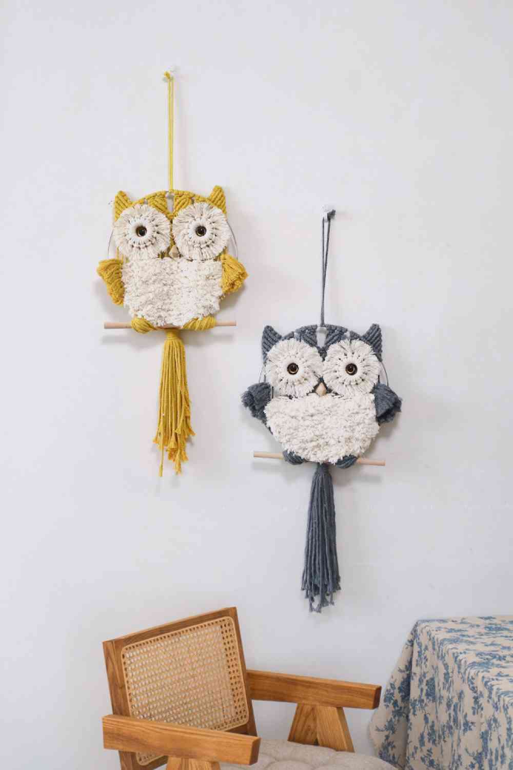 Hand-Woven Tassel Owl Macrame Wall Hanging