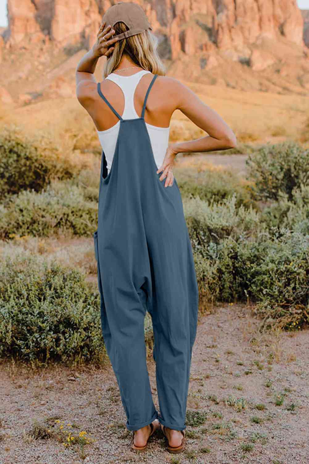 Double Take  V-Neck Sleeveless Jumpsuit with Pocket