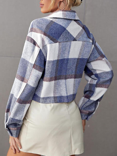 Plaid Collared Neck Button Down Jacket