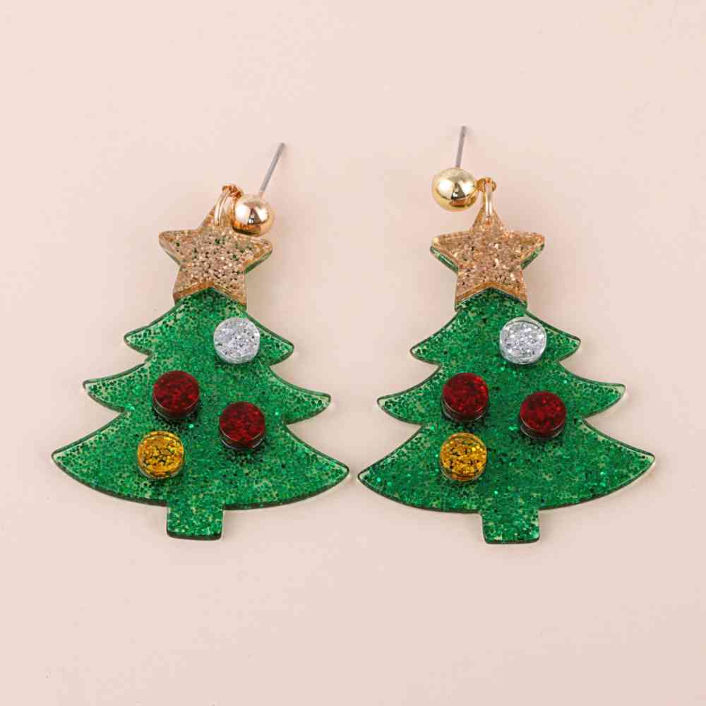 Christmas Tree Rhinestone Alloy Earrings