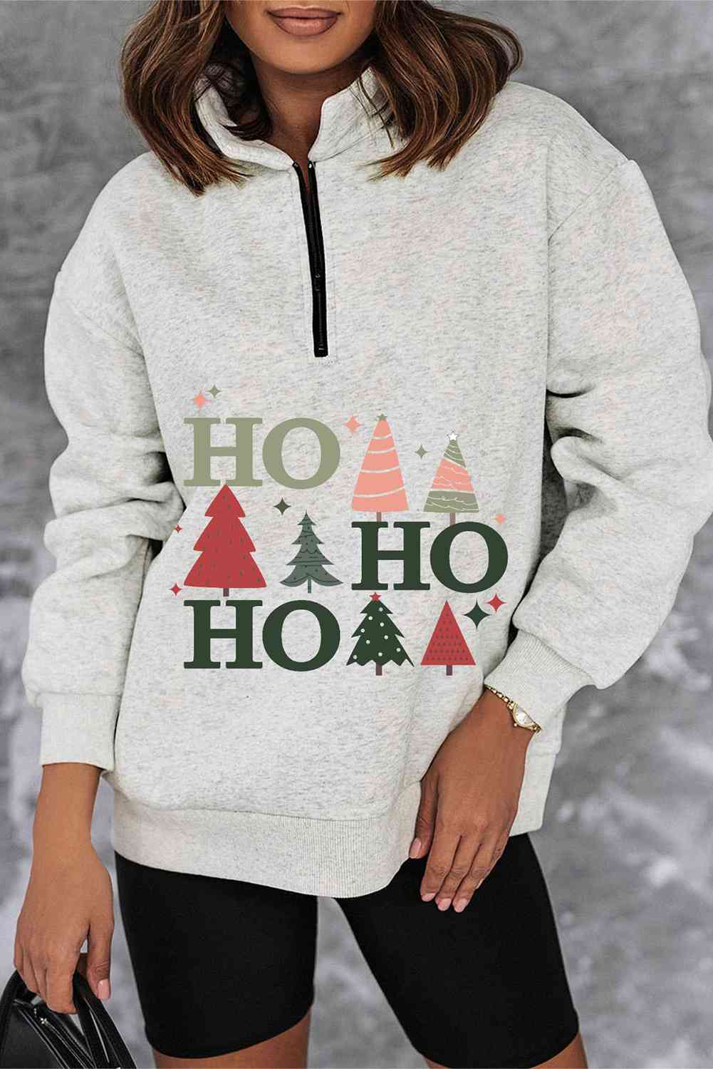 HO HO HO Christmas Tree Graphic Sweatshirt