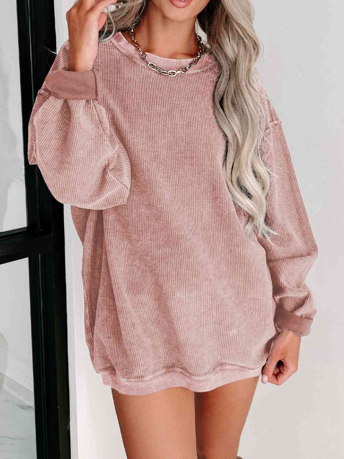 Round Neck Dropped Shoulder Sweatshirt